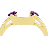 Yellow gold Marquise Amethyst Open Band Ring with Tension Setting_10