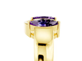 Yellow gold Marquise Amethyst Open Band Ring with Tension Setting_11