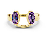 Yellow gold Marquise Amethyst Open Band Ring with Tension Setting_6