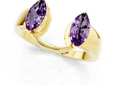 Yellow gold Marquise Amethyst Open Band Ring with Tension Setting_7