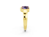 Yellow gold Marquise Amethyst Open Band Ring with Tension Setting_8