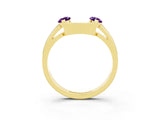Yellow gold Marquise Amethyst Open Band Ring with Tension Setting_9