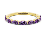 Yellow gold Marquise Amethyst Prong Set Half-Eternity Band_6