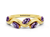 Yellow gold Marquise Amethyst Twisted Band with Prong Setting_6