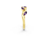 Yellow gold Marquise Amethyst Twisted Band with Prong Setting_8