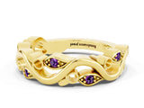 Yellow gold Marquise Amethyst Vine Eternity Band with Bezel Setting_6