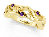 Yellow gold Marquise Amethyst Vine Eternity Band with Bezel Setting_7