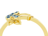 Yellow gold Marquise Aquamarine Cluster Bypass Ring with Prong Setting_10
