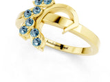 Yellow gold Marquise Aquamarine Cluster Bypass Ring with Prong Setting_7