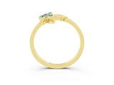 Yellow gold Marquise Aquamarine Cluster Bypass Ring with Prong Setting_9