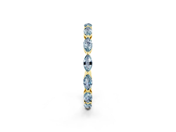 Yellow Gold Marquise Aquamarine Shared Prong Full Eternity Wedding Band