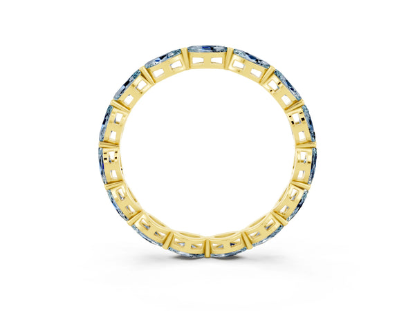 Yellow Gold Marquise Aquamarine Shared Prong Full Eternity Wedding Band