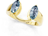Yellow gold Marquise Aquamarine Open Band Ring with Tension Setting_7