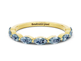 Yellow gold Marquise Aquamarine Prong Set Half-Eternity Band_6