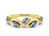 Yellow gold Marquise Aquamarine Twisted Band with Prong Setting_6