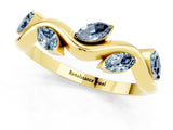 Yellow gold Marquise Aquamarine Twisted Band with Prong Setting_7
