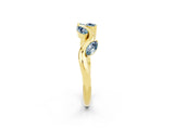Yellow gold Marquise Aquamarine Twisted Band with Prong Setting_8