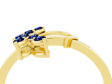 Yellow gold Marquise Blue Sapphire Cluster Bypass Ring with Prong Setting_10