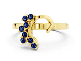 Yellow gold Marquise Blue Sapphire Cluster Bypass Ring with Prong Setting_6