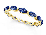 Yellow gold Marquise Blue Sapphire Eternity Band with U-Prong Setting_13