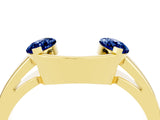 Yellow gold Marquise Blue Sapphire Open Band Ring with Tension Setting_10
