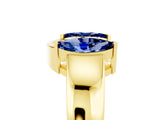Yellow gold Marquise Blue Sapphire Open Band Ring with Tension Setting_11