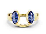 Yellow gold Marquise Blue Sapphire Open Band Ring with Tension Setting_6