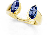 Yellow gold Marquise Blue Sapphire Open Band Ring with Tension Setting_7
