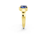 Yellow gold Marquise Blue Sapphire Open Band Ring with Tension Setting_8