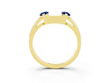 Yellow gold Marquise Blue Sapphire Open Band Ring with Tension Setting_9