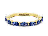 Yellow gold Marquise Blue Sapphire Prong Set Half-Eternity Band_6