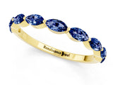 Yellow gold Marquise Blue Sapphire Prong Set Half-Eternity Band_7