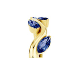 Yellow gold Marquise Blue Sapphire Twisted Band with Prong Setting_11