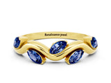 Yellow gold Marquise Blue Sapphire Twisted Band with Prong Setting_6