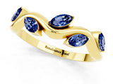 Yellow gold Marquise Blue Sapphire Twisted Band with Prong Setting_7