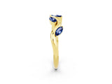 Yellow gold Marquise Blue Sapphire Twisted Band with Prong Setting_8