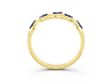 Yellow gold Marquise Blue Sapphire Twisted Band with Prong Setting_9
