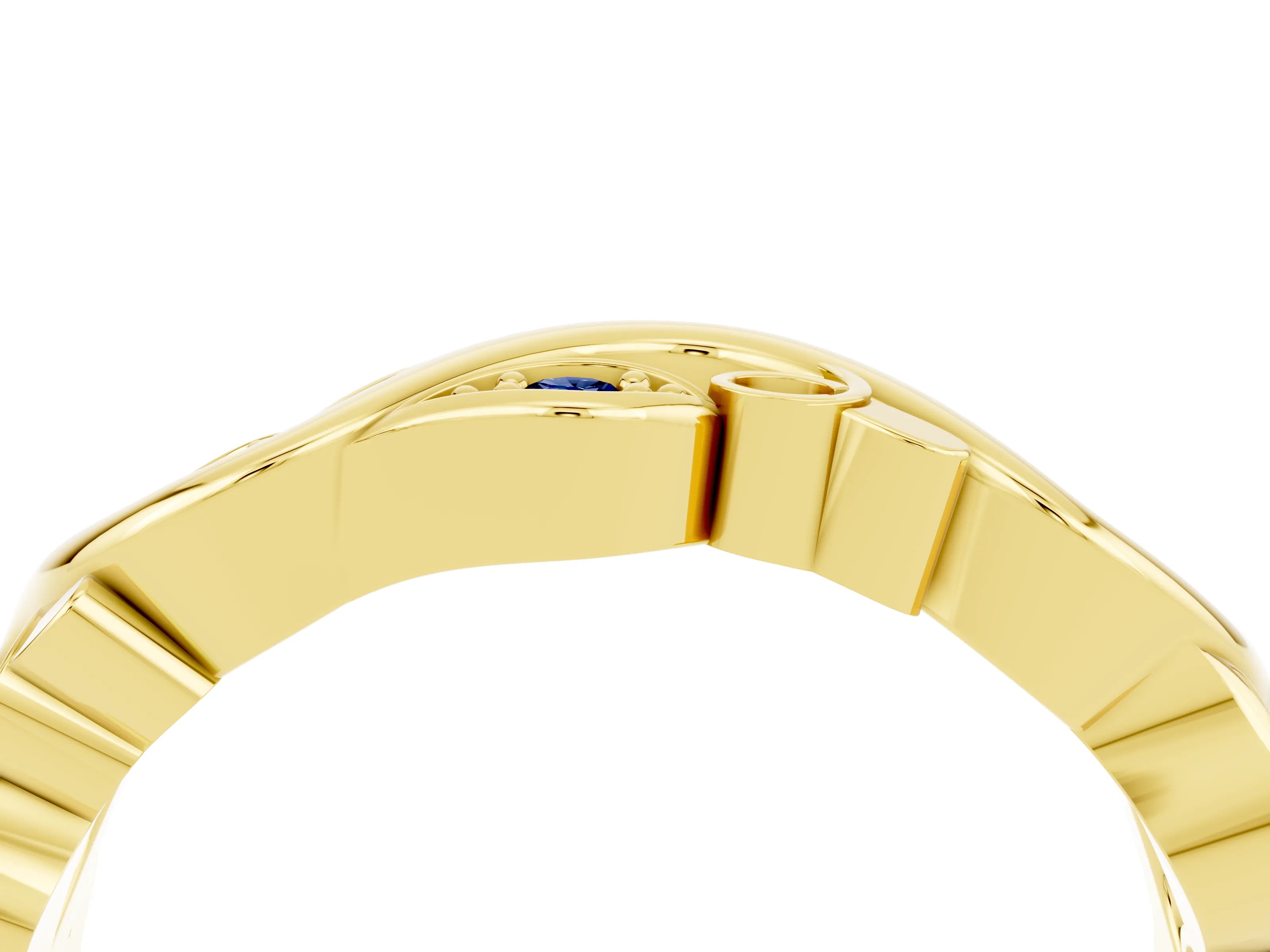 Yellow gold Marquise Blue Sapphire Vine Eternity Band with Bezel Setting_10