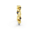Yellow gold Marquise Blue Sapphire Vine Eternity Band with Bezel Setting_8