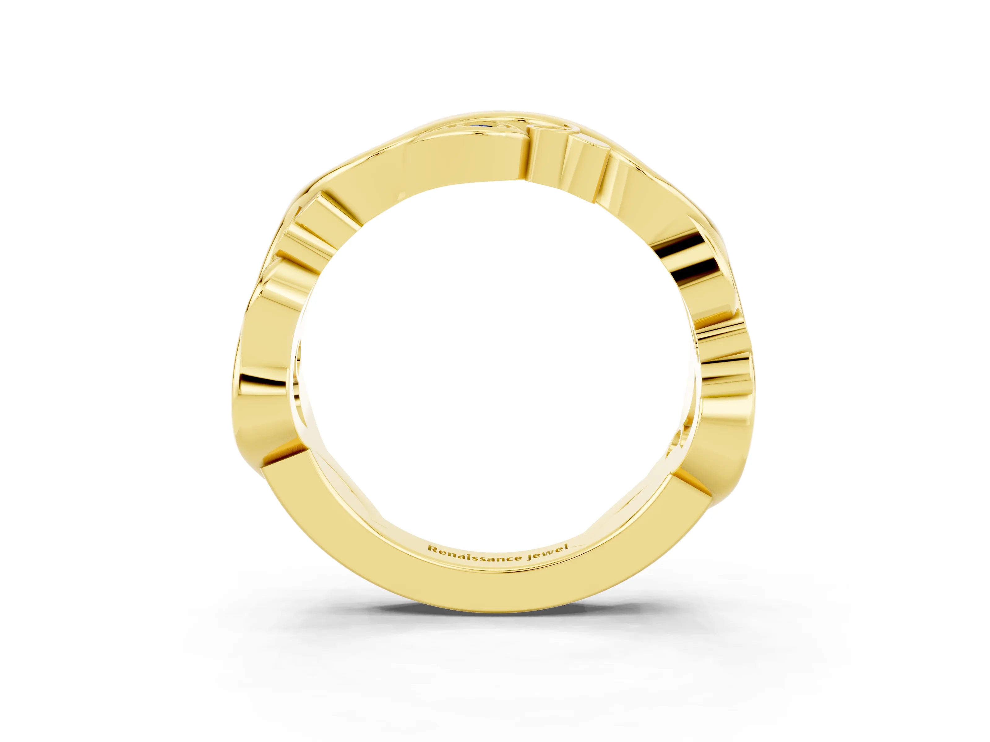 Yellow gold Marquise Blue Sapphire Vine Eternity Band with Bezel Setting_9