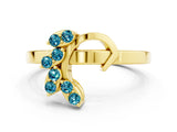 Yellow gold Marquise Blue Topaz Cluster Bypass Ring with Prong Setting_6