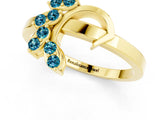 Yellow gold Marquise Blue Topaz Cluster Bypass Ring with Prong Setting_7