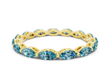 Yellow gold Marquise Blue Topaz Eternity Band with U-Prong Setting_12