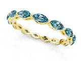 Yellow gold Marquise Blue Topaz Eternity Band with U-Prong Setting_13