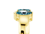 Yellow gold Marquise Blue Topaz Open Band Ring with Tension Setting_11