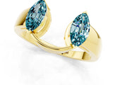 Yellow gold Marquise Blue Topaz Open Band Ring with Tension Setting_7