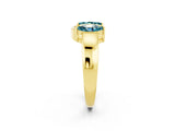 Yellow gold Marquise Blue Topaz Open Band Ring with Tension Setting_8