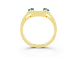 Yellow gold Marquise Blue Topaz Open Band Ring with Tension Setting_9