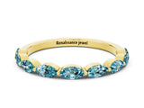 Yellow gold Marquise Blue Topaz Prong Set Half-Eternity Band_6