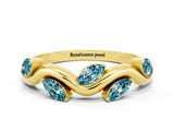 Yellow gold Marquise Blue Topaz Twisted Band with Prong Setting_6